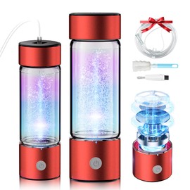 LOZLTX 5.0 Upgrade Hydrogen Water Bottle with Brush【SGS Certification - 5000PPB】【NO.1 Double Hydrogen Content】Hydrogen Water Bottle with 2025 Advanced SPE PEM Technique, RED