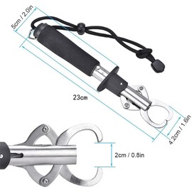 Fish Lip Gripper, Aluminum Alloy Fish Holder Tackle Handheld Fish Mouth Opener Grabber with 15KG Weight Scale for Outdoor Fishing (Black)