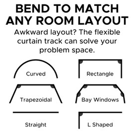 Aluminum Flexible Curtain Track 3ft-16.4ft / 5 Meter-Bendable Ceiling Track For Curtains, Ceiling/Wall Mount Curtain Rail System For Curved Shower Curtain, RV/Sliding Curtain Track (BLACK)