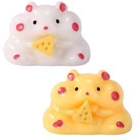 BOXOB 2pcs Soft Hamster Squeeze Toys, Fidget Hamster Toy with Small Plush Ball Stress Relief Gift for Kids Adults Party Favors (White, Yellow)