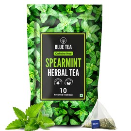 BLUE TEA - Spearmint Tea - 10 Count - Plant Based Tea Bag | PCOS RELIEF | Balances Hormones | Support Digestion | Refreshing Cool Minty Flavour - Herbal Tea - Leaf Based - Caffeine free - Non-GMO | Ziplock Pouch
