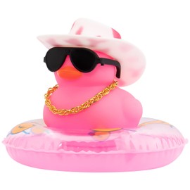 wonuu Car Accessories Rubber Ducks Dashboard Decorations Rubber Duck Pink Accessories Dashboard Duck Car Decorations Car Ducks for Dashboard Car Duck Car Dashboard Decorations, BG-pink-cowboywhitepink