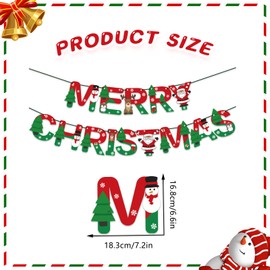 Merry Christmas Bunting Banner Christmas Letter Garland Banner Snowman Elk Hanging Bunting Banner Garlands Xmas Signs Paper Hanging Christmas Decorations for Home Windows Wall Fireplace (Style A)