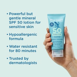 Blue Lizard SENSITIVE FACE Mineral Sunscreen with Zinc Oxide and Hydrating Hyaluronic Acid, SPF 30+, Water Resistant, UVA/UVB Protection with Smart Cap Technology - Fragrance Free, 1.7 oz.