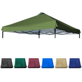 JANCANOPY 10x10 Canopy Replacement Top with Air Vent Silver Coated for Straight Leg Canopy Frame, (Army Green)