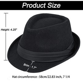 Men Classic Fedora-Hat Felt Manhattan-Gangster-Trilby with Band Unisex Women's Structured Trilby Fedora Hat Black