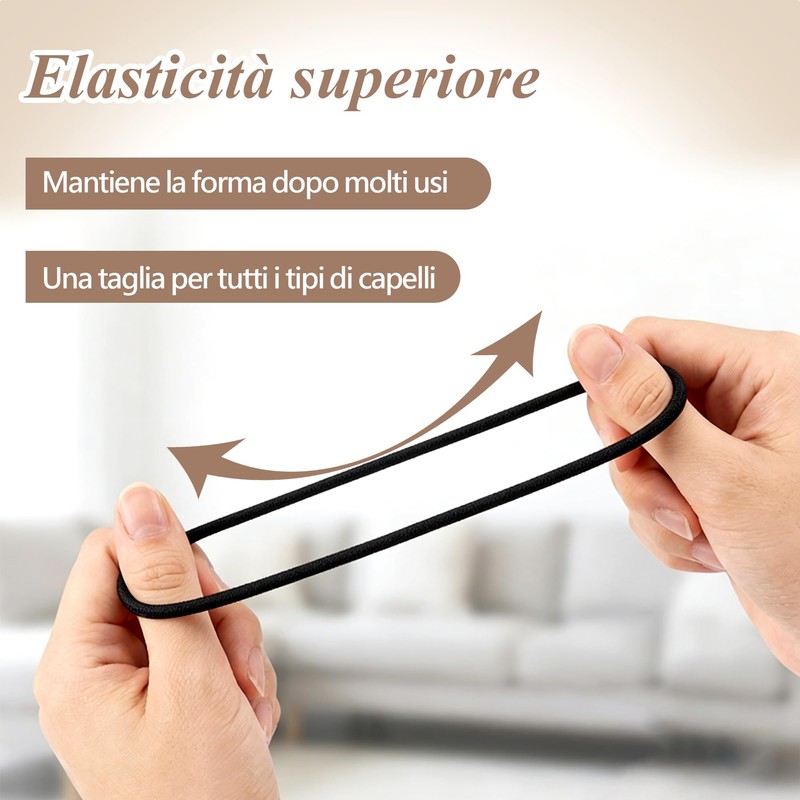 200 Pezzi Elastici per Capelli, 2mm Legami Coda di Cavallo