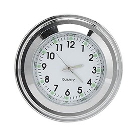 Reloj de Moto Universal - Montaje de Motocicleta, Redondo, Aluminio, Resistente Al Agua, Luminoso para Manillar de 7/8 en 1 en (Blanco)