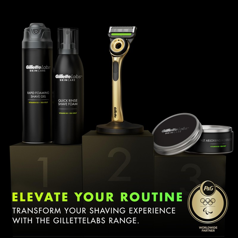 GilletteLabs with Exfoliating Bar Razor for Men, Champion Gold Edition