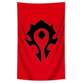 LCFHOME World of Warcraft Flag Warcraft Horde Banner Tapestry Wall Hanging Flag (36x60in/90x150cm，150Polyster,HD Printing) Man Cave Home Office Bed Room Decor