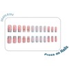 IMRAIN Press on Nails Medium Square Fake Nails Blue White