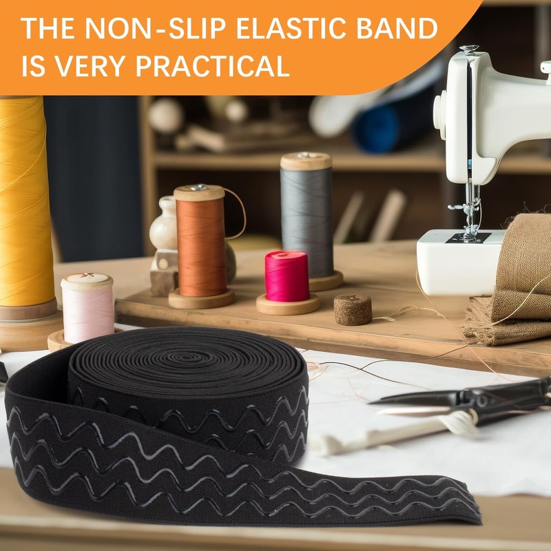 Silicone Gripper Elastic Band Non-Slip Elastic Band 5 Yards 1.5