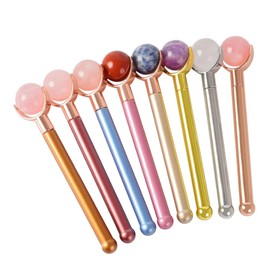 BIUDECO Jade Roller Face Massager for Anti-aging Natural Pink Skin Care Tool with Rose Gold Metal Handle Lightweight and Easy to Use for Relaxation and Skin