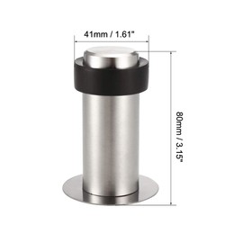 sourcing map Door Stopper Cylindrical Floor Mount Stop Brushed Stainless Steel 80mm Height