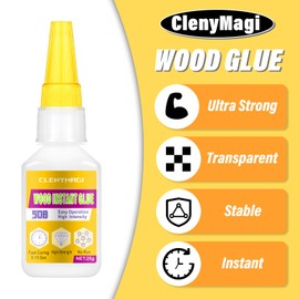 ClenyMagi Wood Glue, Waterproof Tacky Glue, High Strength Fast Drying Clear Wood Glue, Wood Glue for Woodworking, Suitable for Furniture, Garden, Wood Crafts, DIY, Metal to Wood (1 Bottle of 25g)