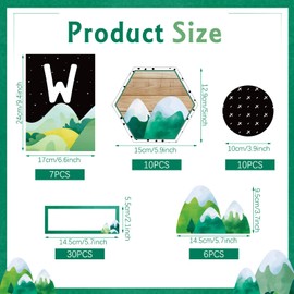 Mooliwe 67 Pcs Scandi Mountains Welcome Bulletin Board Set Moving Mountains Classroom Decor with Banner Cutouts, Flat Name Plates, Welcome Back to School Bulletin Board Border for Classroom Decoration