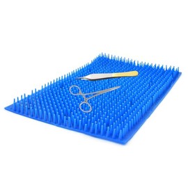 Blue Silicone Mat, 9"X 5.9"X 0.5", Raised Firmly Cushion Instruments from Damage ​and Assist in Holding Items, Spike Silicone Rubber to Avoid Perforations, Flexible, Non-Slip, Reusable Autoclave