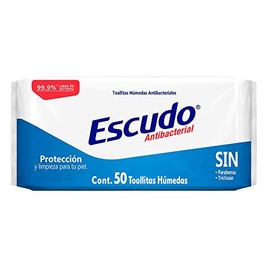 Escudo Antibacterial Toallitas Húmedas, 1 Paquete con 50 Toallitas, Protección y Limpieza para tu Piel