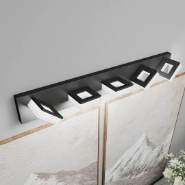 Matte Black Modern Acrylic LED Bathroom Vanity Light Fixtures 5 Light 32 Inch Wall Lighting MMaterial: Iron, Color: Black Color