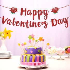 Red Glitter Happy Valentine's Day Banner, Be My Valentine/Be Mine, Happy Valentines Day Banner, Valentines Wedding Anniversary Party Decorations