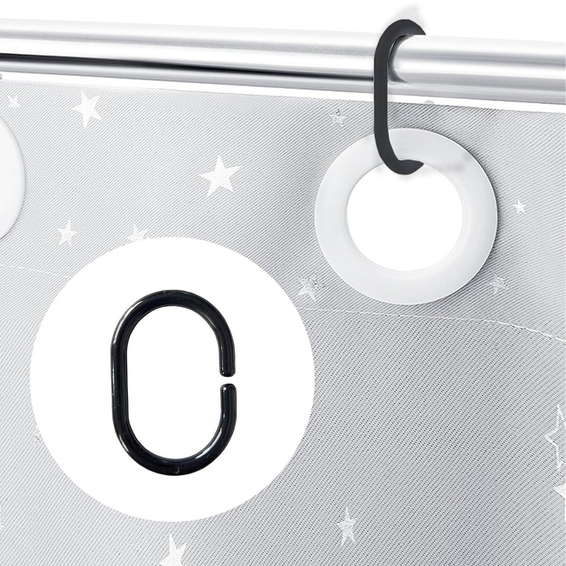 Plastic Shower Curtain Rings Hooks for Bathroom Shower Window Rod