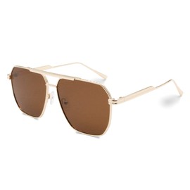 TruFabV Retro Aviators 70s Sunglasses Men Women Designer Aviator Polarized Oversized Square Glasses (Brown)