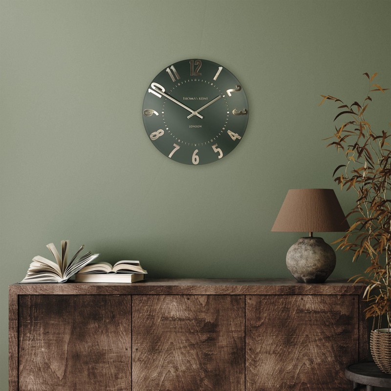 Thomas Kent 12" Olive Green Mulberry Wall Clock with Embossed