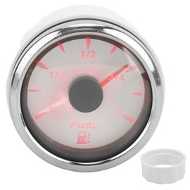 Keenso Fuel Indicator, 52 mm Universal Car Fuel Gauge Fuel Gauge with 7 Colours Backlight for Car Boat RV Yacht (White) Fuel Meter