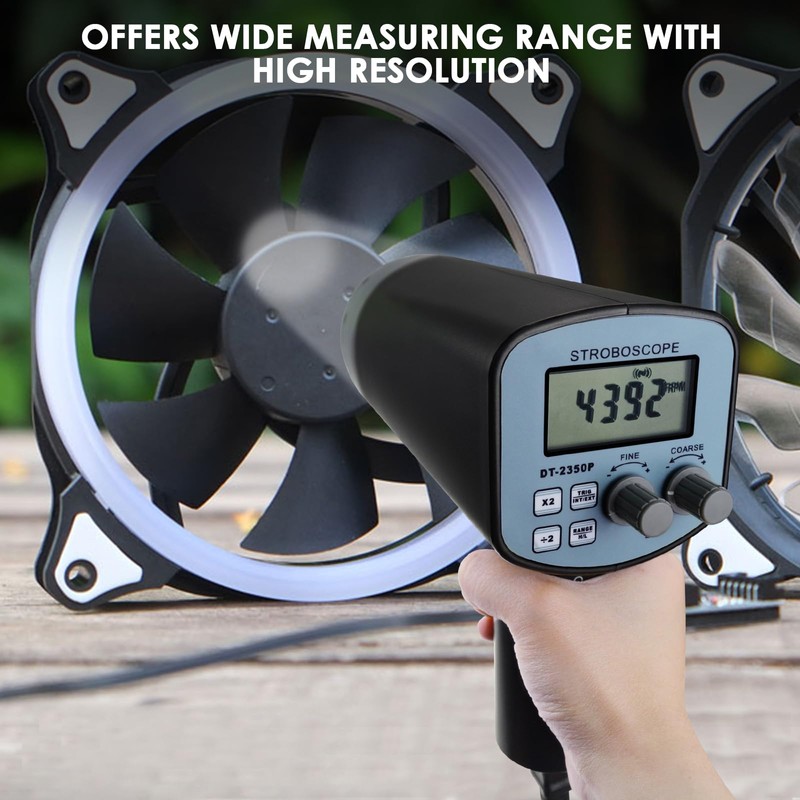 Accurate Digital Handheld Stroboscope with Wide Measurement Range, 50~12,000 FPM,