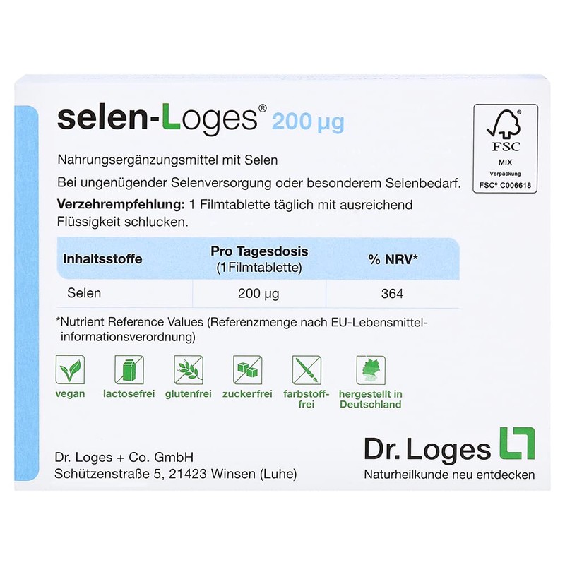 selen-Loges® 200 µg - 200 Film-Coated Tablets - Dietary Supplement