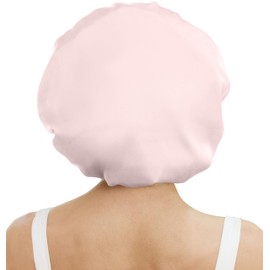 ATNKE Women's Silk Sleeping Bonnet Soft Double Layer Satin Lined Silk Hair Wrap Adjustable Night Sleep Cap for Long Jumbo Curly Braids Natural Hair/Pink