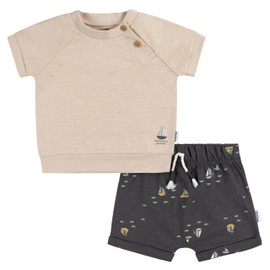Gerber Baby Boys T-Shirt and Shorts Set, Sailboats, 12 Months