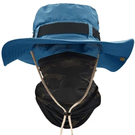 ehsbuy Sun Hat Men's UPF 50+ Safari Hat Summer Hat Wide Brim Camo Hiking Hat Army Boonie Hat with Cooling Multifunctional Scarf Tube Scarf Outdoor Fishing Hat, Solid Blue