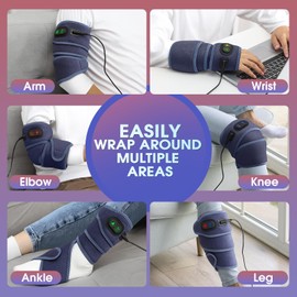 Heating Pad Wrap for Arm, Flexible Heated Pad for Ankle Leg Elbow Wrist and Forearm, Fast Heating Body Wrapping Belt with 4 Heating Levels and 3 Timing Settings, with Adapter-(45"x3.5", Blue)