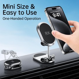 Mini Power Handyhalterung Auto Magnet (Top.1 von Magnetkraft & Fällt Nie ab) 360° Verstellbar magnetische Handy Halterung fürs Auto, Universal KFZ Handyhalter für Alle Smartphones (Schwarz)