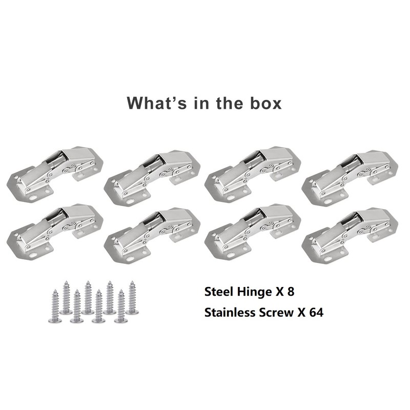 DOBOGA 8-Pack Hidden Hinges for Cabinet Doors Frameless, Concealed Cabinet