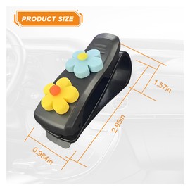 UHANBUT 2PCS Flowers Car Sun Visor Sunglass Holder, Cute Automotive Visor Eyeglass & Card Storage Clip, Universal Vehicle Interior Bracket Accessories for Different Size Glasses (Yellow/Blue)