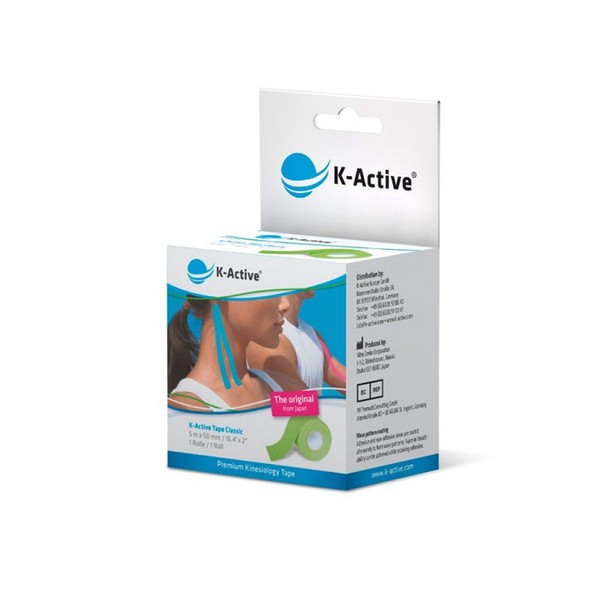 K-Active Kinesiology Tape Green Classic Water Resistant and Hypo-Allergenic, 50