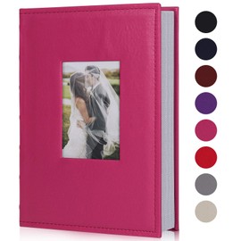RECUTMS 4x6 Album Premium Leather Cover Photo Album Holds 300 Pockets Picture Family Photo Albums Wedding Picture Album Travel Adventure Photo Picture Album (Pink)