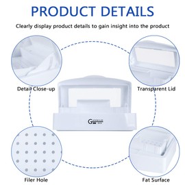 Gusnilo Sanitizing Tray - Disinfectant Container Nail Tool Sterilizer Box Plastic Sanitizing Box for Nail Tools, Hair Salon,Spa (Clear Lid, white)