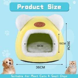 Cat Cave Cat Bed Washable Cat House Pet Bed Soft Comfort Tent Cat Litter Bed Warm Cat Cave Soothing Bed for Cats and Small Dogs Sleeping (Yellow)