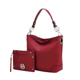 MKF Collection Hobo bag 2-PC Set for Women, Vegan Leather Shoulder bag, Wristlet Purse