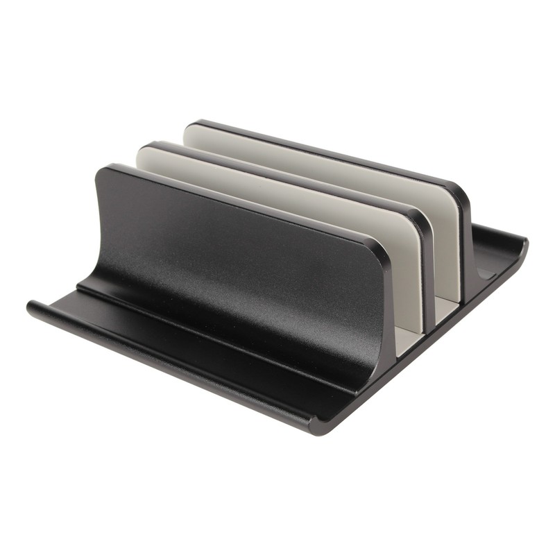 Vertical Laptop Stand 2 Slots Anodized Aluminium Alloy Adjustable Space