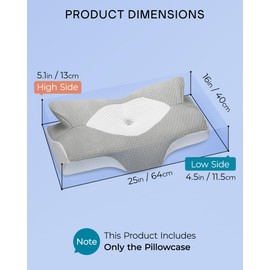 Elviros Cervical Memory Foam Pillowcase(Grey)