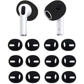 BLUEWALL Fit in Case Ear Cover Eargel Ear Tips Compatible with AirPods 3, Anti Slip Earbud Covers Tips Compatible with AirPods 3, 6 Pairs Black