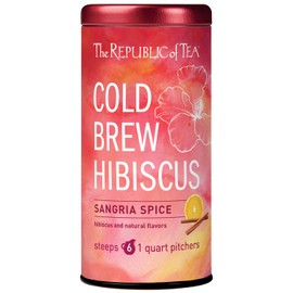 The Republic of Tea – Cold Brew Hibiscus Sangria Spice Iced Tea, Large Herbal Iced Tea Pouches, Steeps Six One-Quart Pitchers
