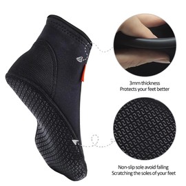 SARHLIO Neoprene 3mm Diving Socks with Reinforced Toe Heel Anti-Skid Thermal Booties for Swimming Kayaking Surfing Snorkeling (XS)