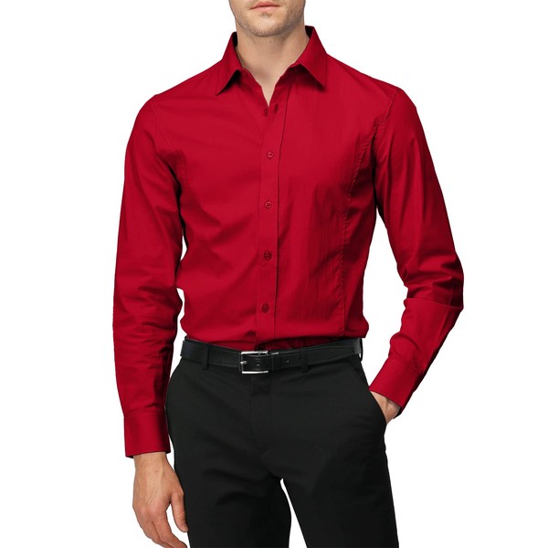 H2H Men's Dress Shirts Long Sleeve Formal Solid Business Wddding