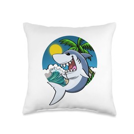 Shark bite Me By VM Retired Funny Women Sharks Bite Water Animal Throw Pillow, 16x16, Multicolor