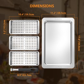 Onlyfire Grill Basket Set, 5PCS Stainless Steel Grill Pan - Include 3 Grilling Baskets, a Serving Tray and Removable Handle, Great for Grilling Fish, Meat, Veggies